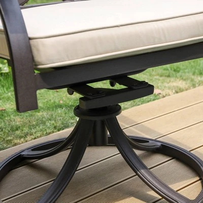 5pc Patio Set With 37" Metal Table & Extra Wide Swivel Chairs With Cushions - Captiva Designs - Image 6