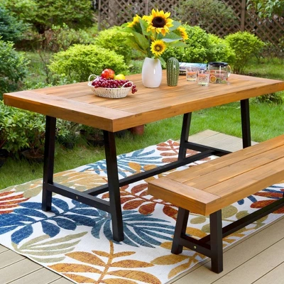 2pc Acacia Wood Patio Set With Bench - Captiva Designs - Image 3