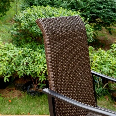 5pc Patio Dining Set With Rattan Arm Chairs & Round Steel Table - Captiva Designs - Image 2