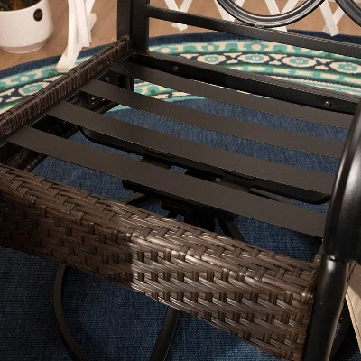 5pc Outdoor Dining Set With Swivel Chairs With Seat & Back Cushions & Square Metal Slat Table With 1.57" Umbrella Hole - Captiva Designs - Image 14