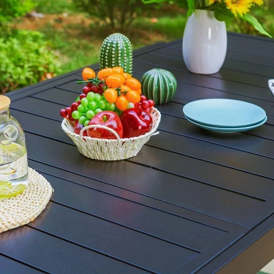 9pc Patio Dining Set With Expandable Steel Table & Padded Arm Chairs - Captiva Designs - Image 3