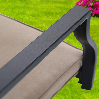 7pc Metal Patio Dining Set With Rectangular Umbrella Table & 6 Swivel Chairs - Captiva Designs - Image 5