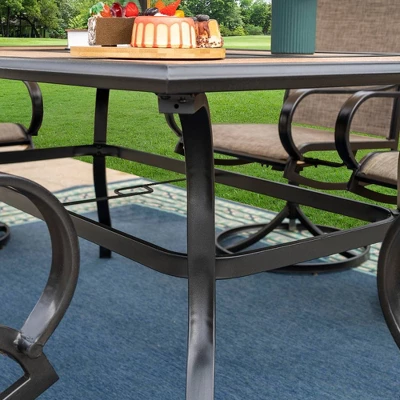 7pc Patio Dining Set With Faux Steel Table & 360 Swivel Sing Arm Chairs - Captiva Designs - Image 8
