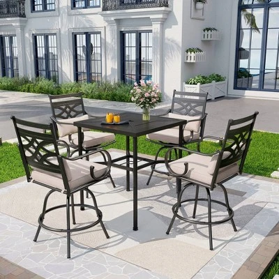 32" Outdoor Square Stainless Steel Bar Table With Umbrella Hole - Captiva Designs - Image 4
