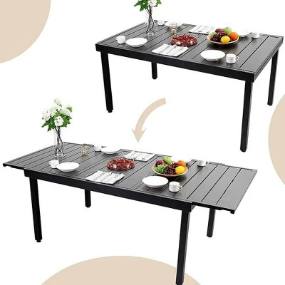7pc Metal Dining Set With Expandable Table & 6 Swivel Chairs - Captiva Designs - Image 2