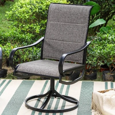 5pc Patio Set With Square Table & Steel 360 Swivel Sling Arm Chairs - Captiva Designs - Image 9