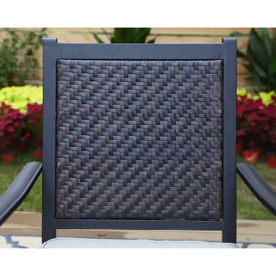 7pc Patio Dining Set With 360 Swivel Chairs With Cushions And Rectangle Concertina Steel Table - Captiva Designs - Image 9