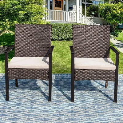 9pc Outdoor Dining Set With Extendable Table & Rattan Wicker Chairs - Beige - Captiva Designs - Image 6