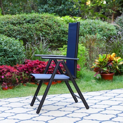 2pk Outdoor 7 Position Arm Chairs With High Backs & Aluminum Frames - Captiva Designs - Image 2