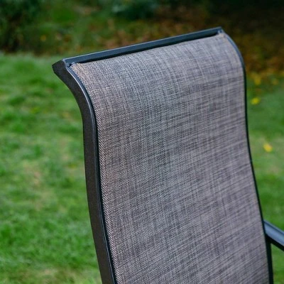 7pc Outdoor Dining Set With Swivel Sling Chairs & Large Metal Rectangle Table With Umbrella Hole - Gray - Captiva Designs - Image 8