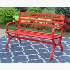 Outdoor Steel Loveseat Bench - Red - Captiva Designs