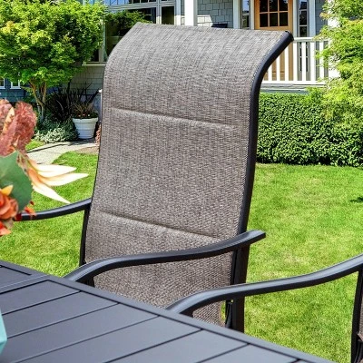 9pc Patio Dining Set With Expandable Steel Table & Padded Arm Chairs - Captiva Designs - Image 6