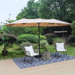 3pc Outdoor Rattan Conversation Set With Cushions - Captiva Designs