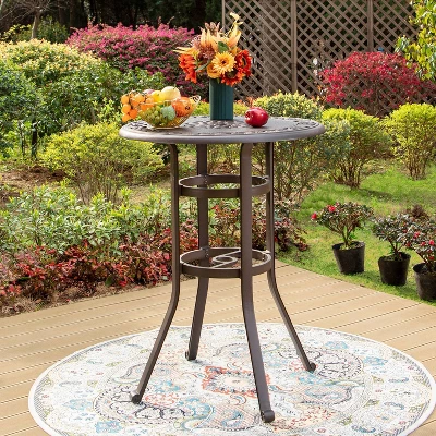 Captiva Designs 3pc Cast Aluminum Outdoor Patio Dining Set With Bar Stools Brown - Image 6