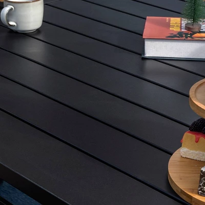 8pc Outdoor Dining Set With Metal Slat Top Table With Umbrella Hole & Swivel Chairs - Gray/Beige - Captiva Designs - Image 9