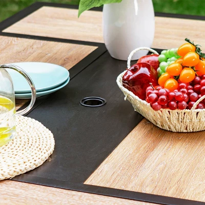 7pc Patio Dining Set With 360 Swivel Chairs & Rectangle Steel & Plastic Tabletop - Captiva Designs - Image 6