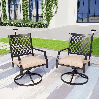 7pc Metal Dining Set With Expandable Table & 6 Swivel Chairs - Captiva Designs - Image 5