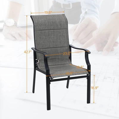 2pk Steel Patio Padded Sling Arm Chairs - Captiva Designs - Image 7