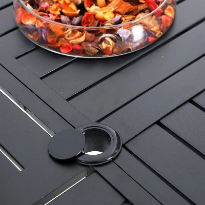 5pc Patio Dining Set With Rattan Arm Chairs & Round Steel Table - Captiva Designs - Image 7