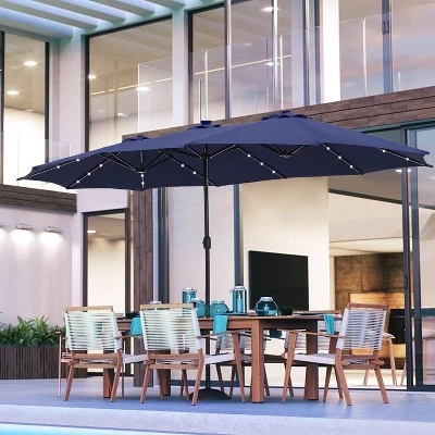 15' X 9' Rectangular Lit Outdoor Patio Market Umbrella With Extra Large Base And Sand Bags - Captiva Designs - Image 13