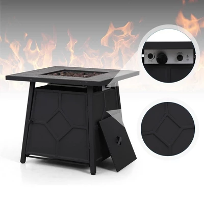 7pc Steel & Wicker Outdoor Set With Cushions & Fire Pit Table - Captiva Designs - Image 10