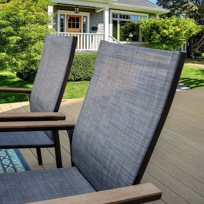 5pc Patio Set With Square Steel Table & Lightweight Aluminum Frame Sling Chairs - Captiva Designs - Image 4