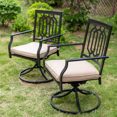 3pc All-Weather Metal/Steel Set With 2 Chairs & Round Table - Captiva Designs - Image 4