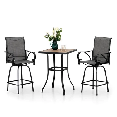 2pk Outdoor Swivel Bar Stools With Metal Frame & Sling Fabric - Captiva Designs - Image 9