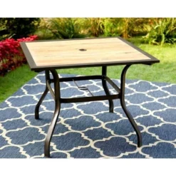 Outdoor Square Steel Dining Table - Brown - Captiva Designs