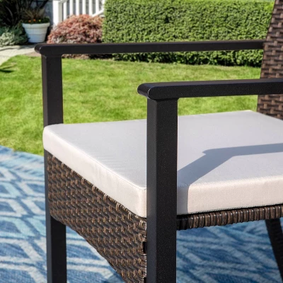 9pc Outdoor Dining Set With Extendable Table & Rattan Wicker Chairs - Beige - Captiva Designs - Image 9