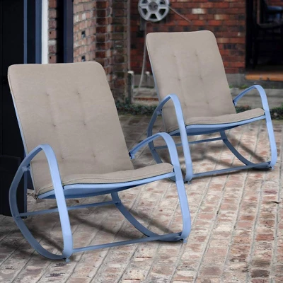 2pc Patio Modern Rocking Chair - Blue - Captiva Designs - Image 3
