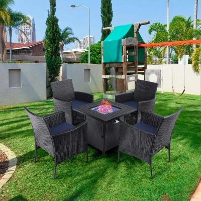 28" Outdoor Gas Fire Pit Table With Lid & Glass - Captiva Designs - Image 6