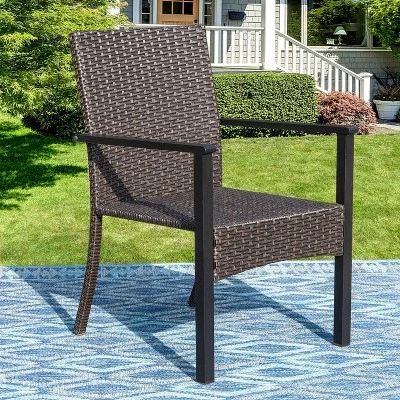 9pc Outdoor Dining Set With Extendable Table & Rattan Wicker Chairs - Beige - Captiva Designs - Image 11