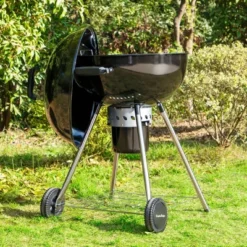 Captiva Designs E02GR013 22" Kettle Charcoal Grill With Pizza Ring And Pizza Stone - Black