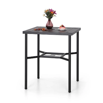 5pc Outdoor Set With Swivel Stools & Cushions & Square Metal Table - Captiva Designs - Image 7