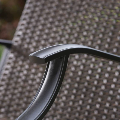 5pc Patio Dining Set With Rattan Arm Chairs & Square Faux Wood & Steel Tabletop - Captiva Designs - Image 17