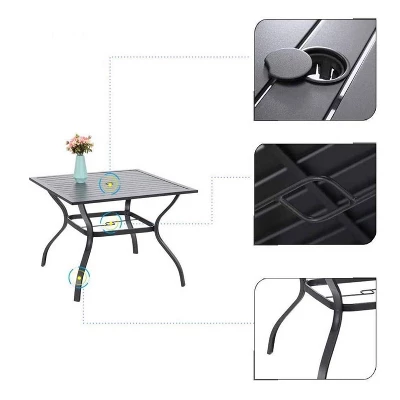 5PC Patio Dining Set With 37" Square Table & Swivel Chairs - Captiva Designs - Image 3