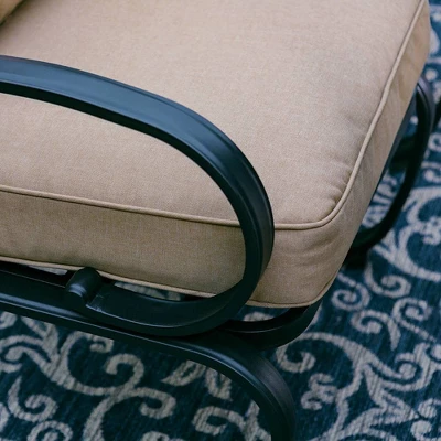 Captiva Designs 7pc Outdoor Dining Set With C-Spring Motion Chairs & Metal Table With Umbrella Hole - Image 9