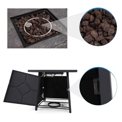 7pc Steel & Wicker Outdoor Set With Cushions & Fire Pit Table - Captiva Designs - Image 16