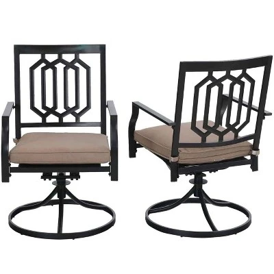 5PC Patio Dining Set With 37" Square Table & Swivel Chairs - Captiva Designs - Image 4