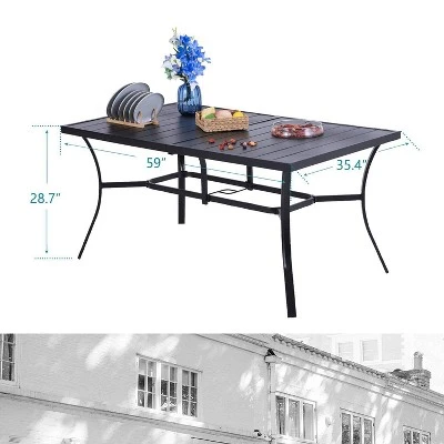 7pc Patio Dining Set With 360 Swivel Chairs With Cushions And 59"x35" Steel Table - Captiva Designs - Image 17