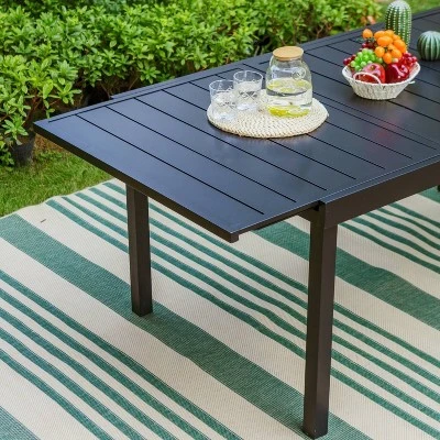 9pc Patio Dining Set With Expandable Steel Table & Padded Arm Chairs - Captiva Designs - Image 4