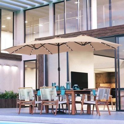 15' X 9' Rectangular Lit Outdoor Patio Market Umbrella With Extra Large Base And Sand Bags - Captiva Designs - Image 12