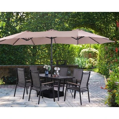 15' X 9' Rectangular Lit Outdoor Patio Market Umbrella With Extra Large Base And Sand Bags - Captiva Designs - Image 10