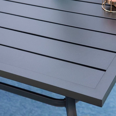 Outdoor Rectangle Steel Dining Table - Black - Captiva Designs - Image 3