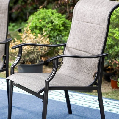 2pk Steel Patio Padded Sling Arm Chairs - Captiva Designs - Image 3