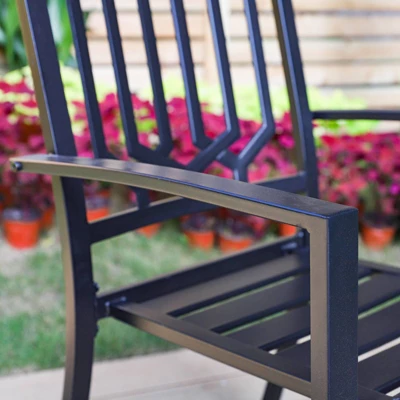 2pk Outdoor Steel Dining Arm Chairs - Captiva Designs - Image 2