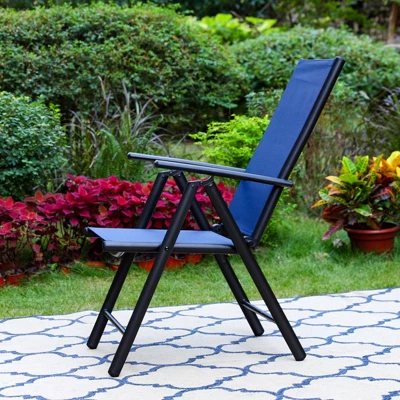 2pk Outdoor 7 Position Arm Chairs With High Backs & Aluminum Frames - Captiva Designs - Image 3