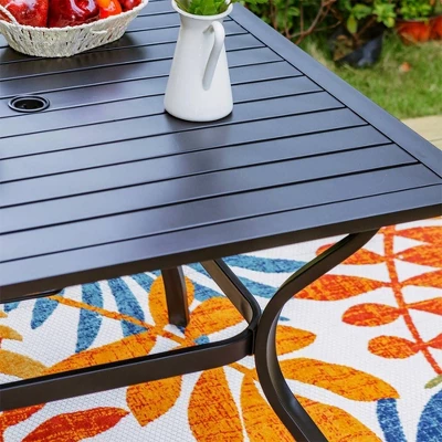 5pc Patio Dining Set With 360 Swivel Chairs & Square Steel Table - Captiva Designs - Image 6