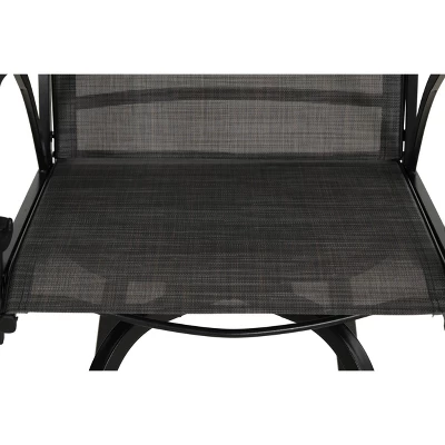 2pk Outdoor Swivel Bar Stools With Metal Frame & Sling Fabric - Captiva Designs - Image 4